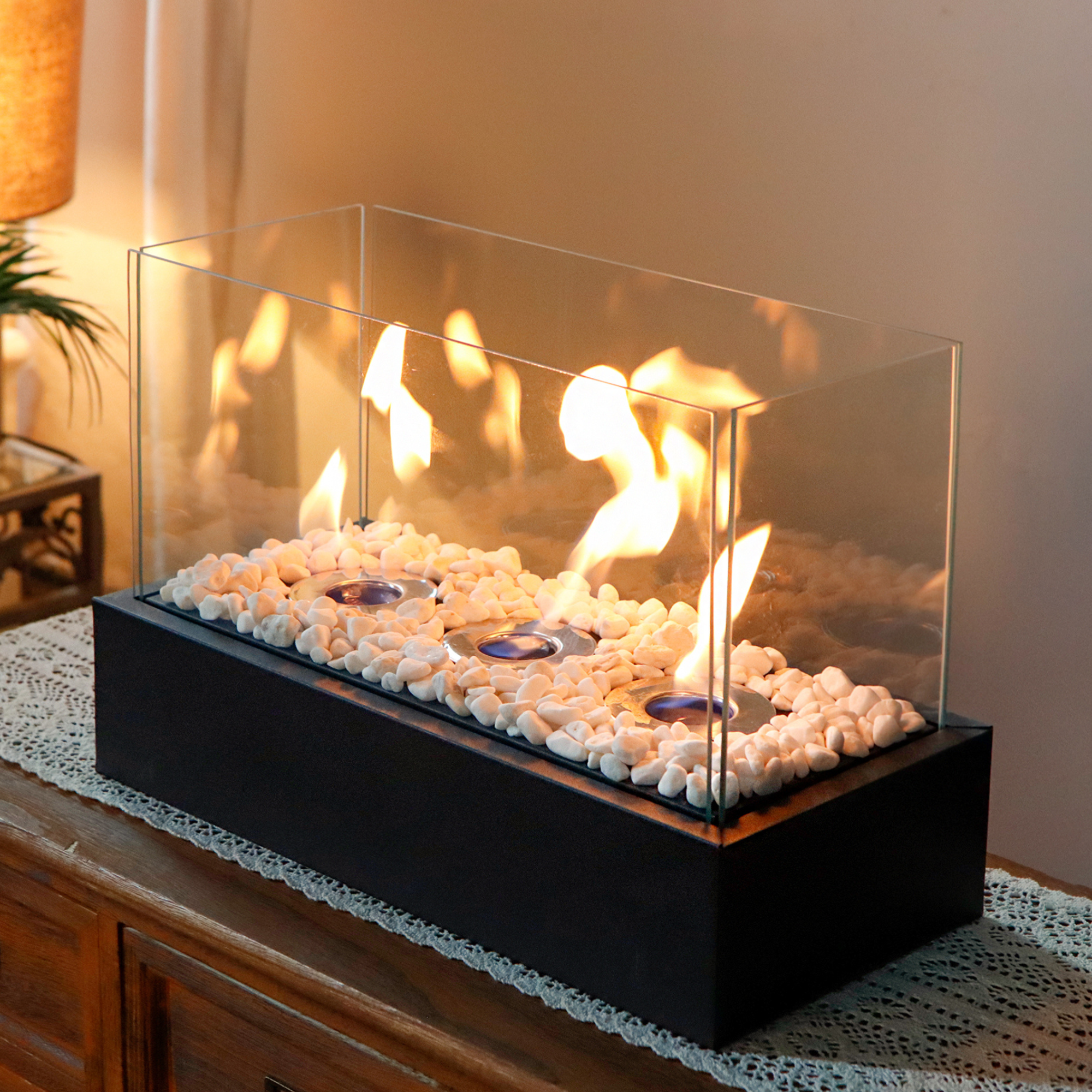 Ventless Portable Fireplace – No Chimney Needed, Clean Burning Bio Ethanol Fuel for Indoor Use, 18" Table Top Fire Bowl for Home, Apartment, Patio Decor with Safe, Odorless Flame-0