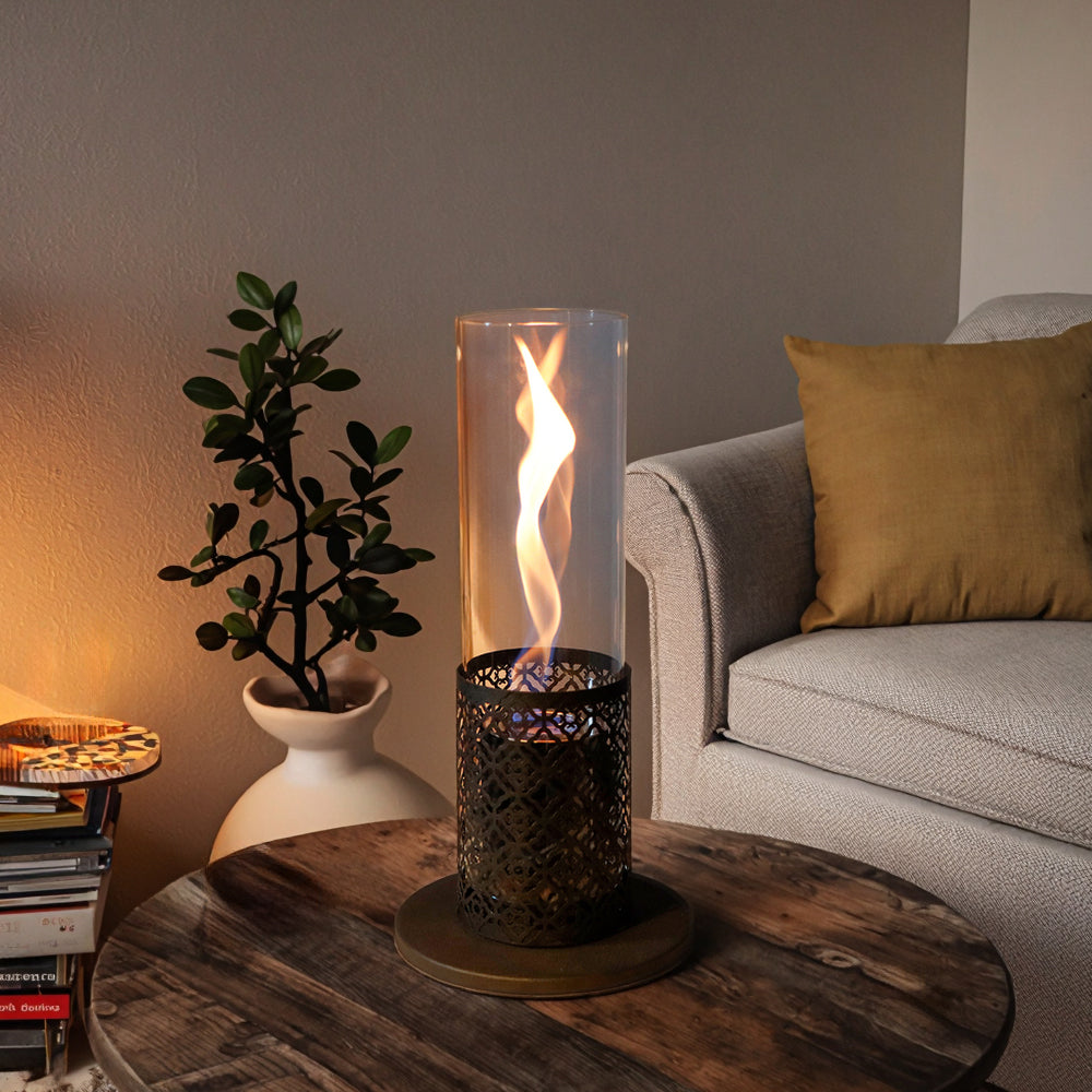 Spiral Flame Ambient Bio-Ethanol Fireplace, Tempered Glass Fire Shield, Safe and Worry-Free-2